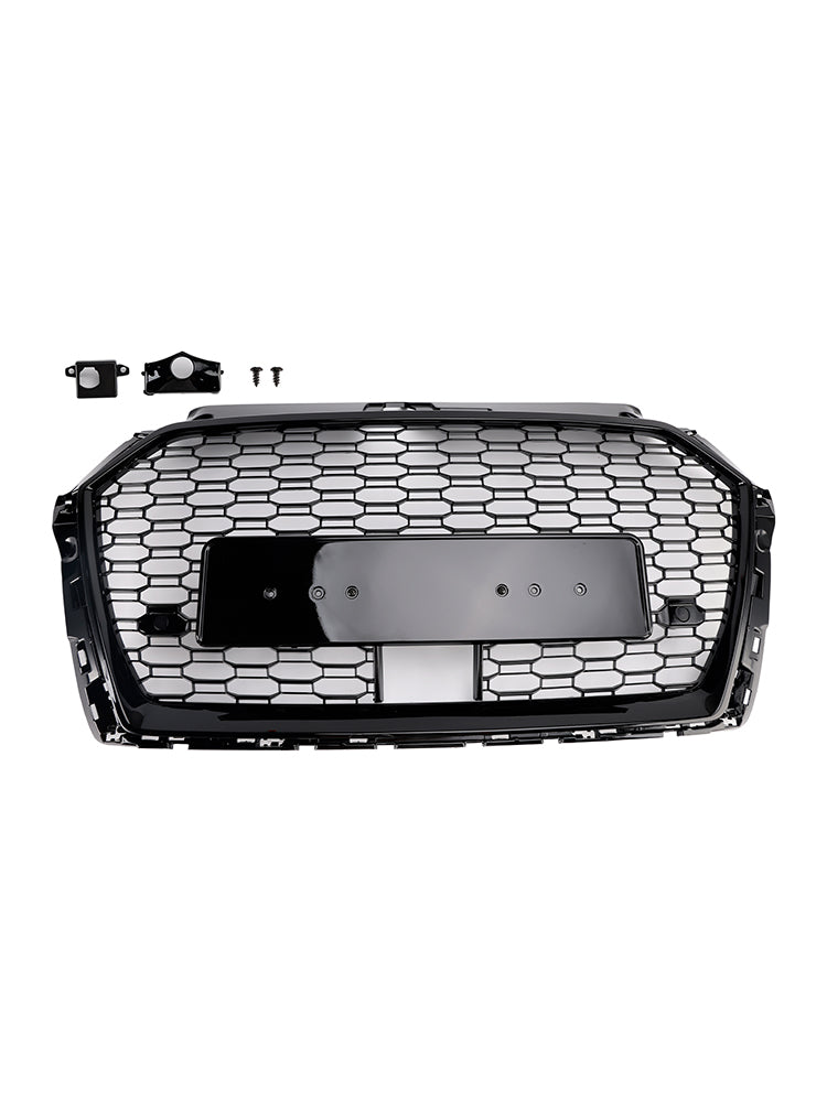 2017-2019 Audi A3 S3 W/ACC RS3 Style Honeycomb Front Grille Grill Black