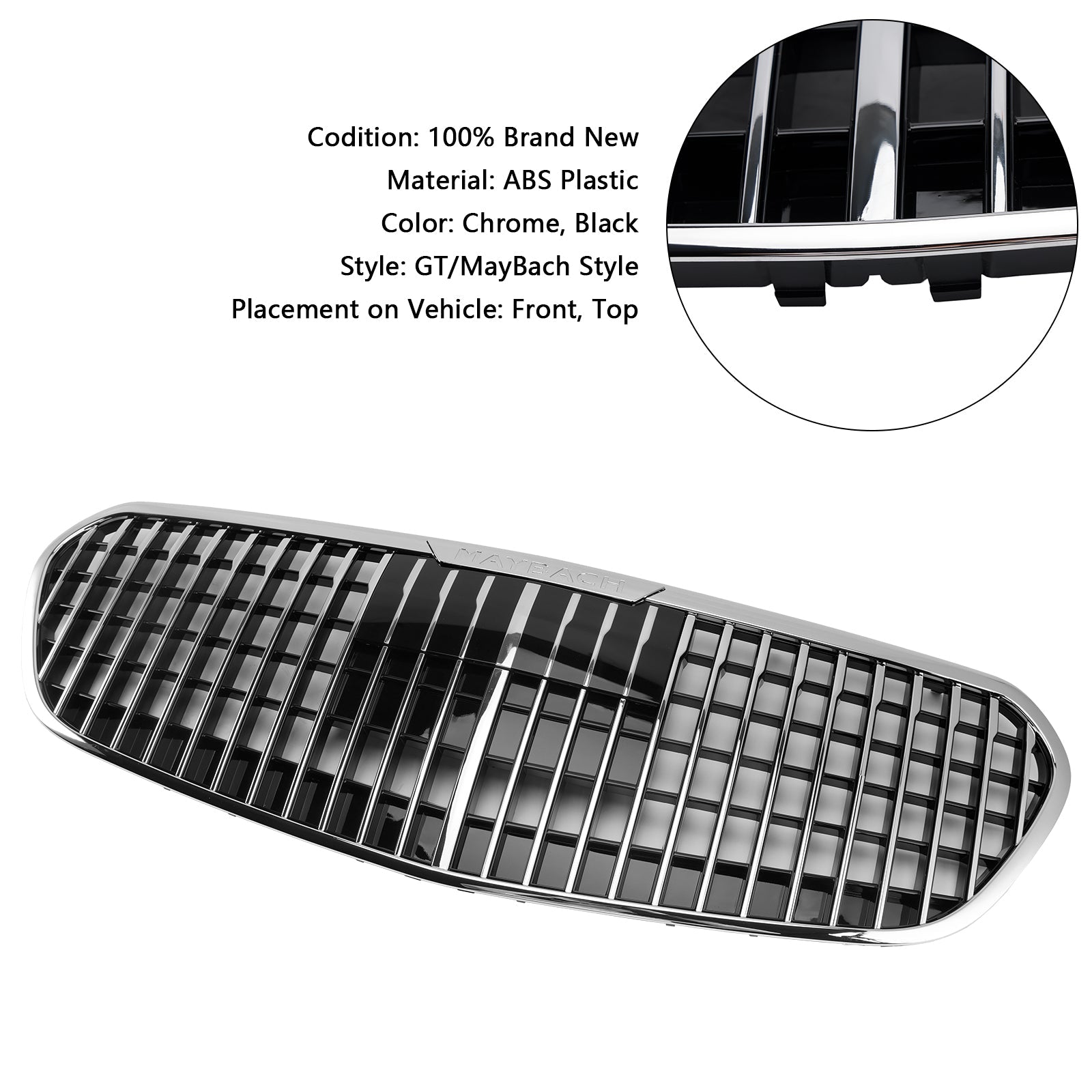 2021-2023 Mercedes Benz S Class W223 S480 S580 S680 + Chrome Front Bumper Grille Grill with ACC