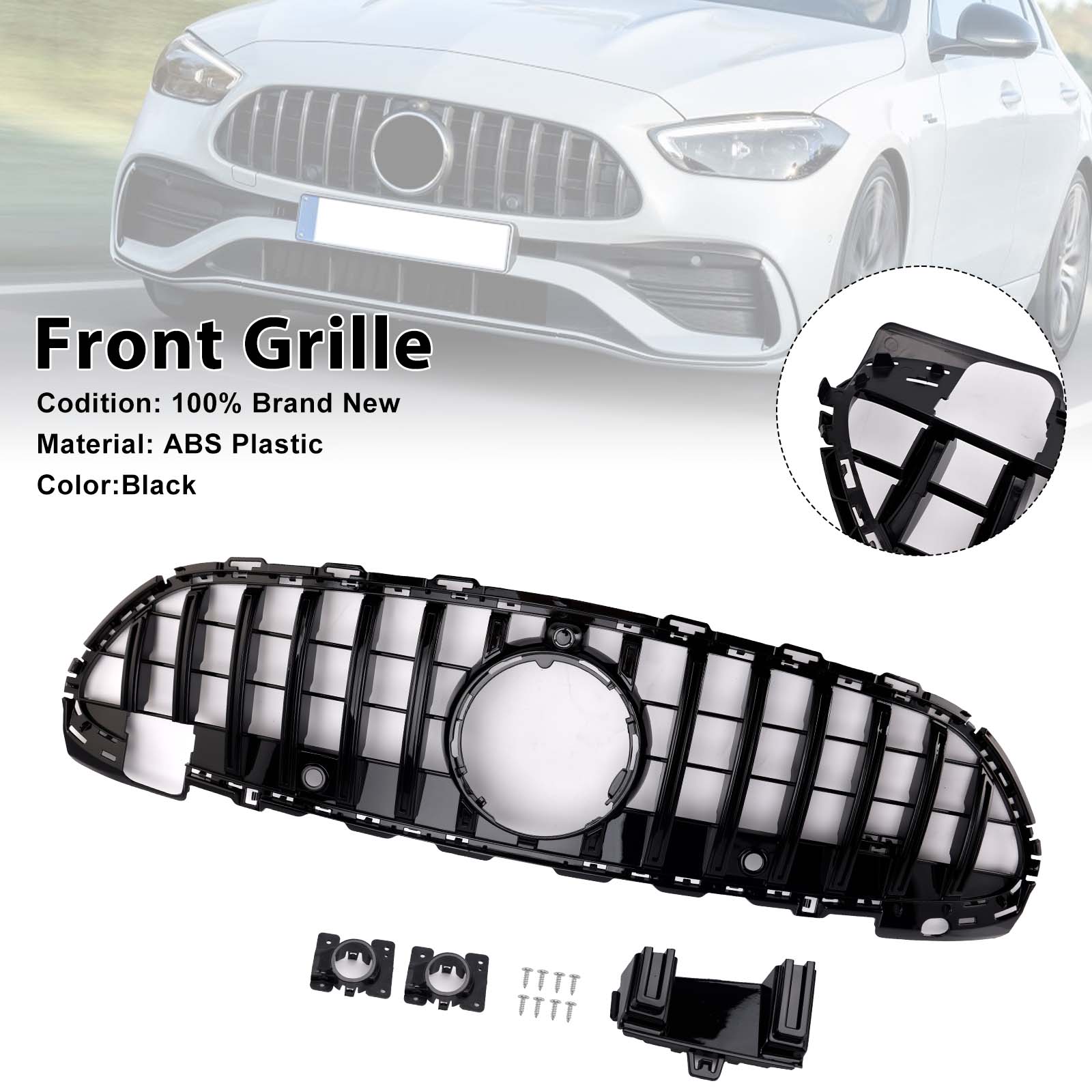 2022-2023 Mercedes Benz W206 W/Camera GTR Style Front Bumper Grille Grill