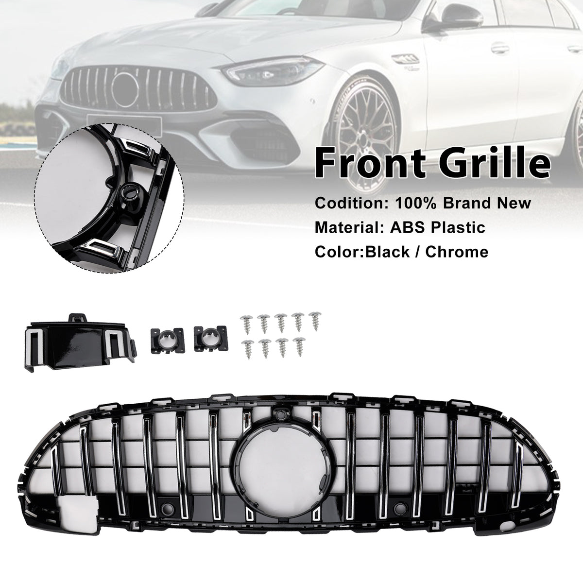 2022-2023 Mercedes Benz W206 W/Camera GT-R Style Front Bumper Grille Grill