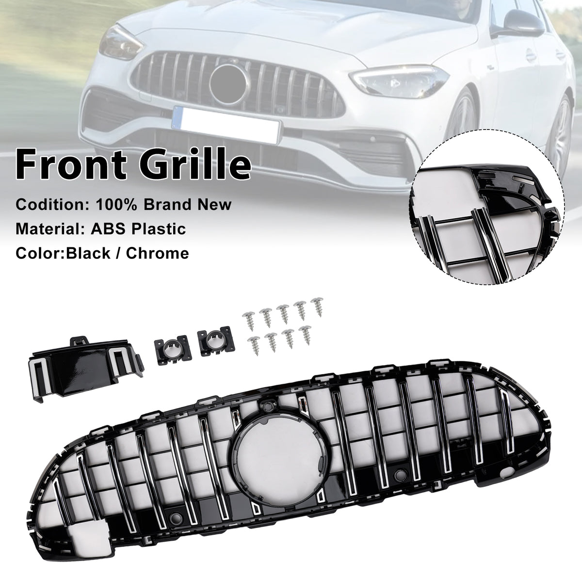 2022-2023 Mercedes Benz W206 W/Camera GT-R Style Front Bumper Grille Grill