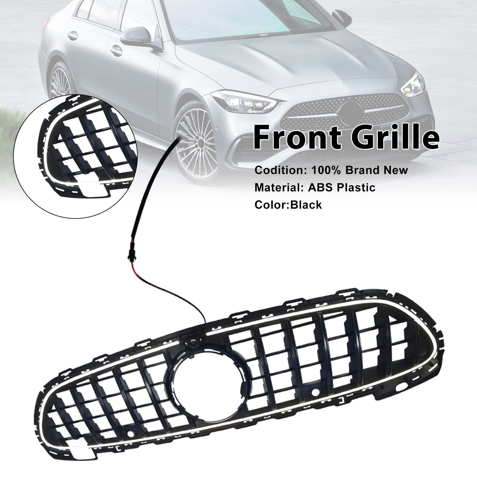 2022-2026 Fit Mercedes Benz W206 W/Camera GTR-Style Front Bumper Grille Grill