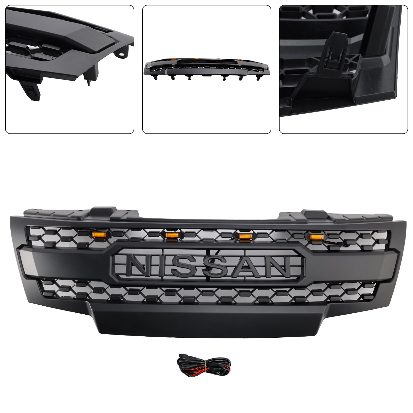 2009-2019 Nissan Frontier W/Led Lights Black Front Bumper Grill Grille