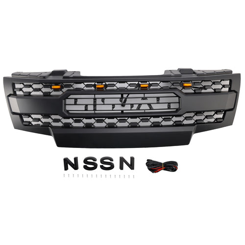 2009-2019 Nissan Frontier W/Led Lights Black Front Bumper Grill Grille