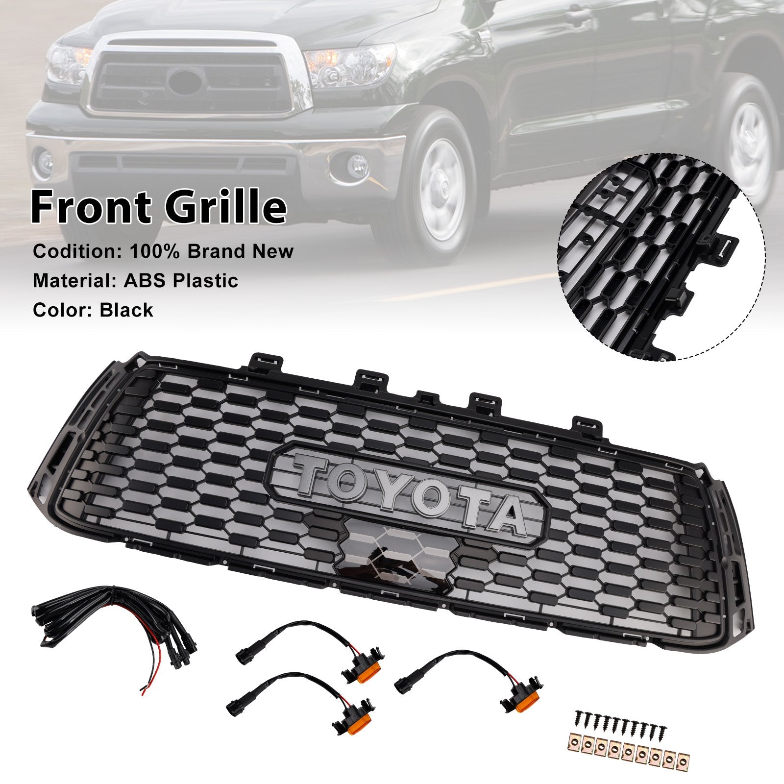 2010-2013 Toyota Tundra TRD PRO Black Honeycomb Front Bumper Grill Grille