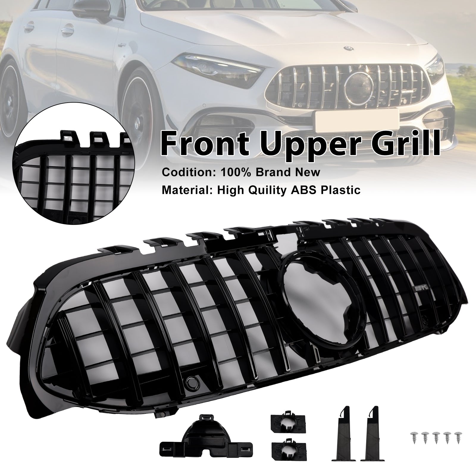 2019-2023 Mercedes Benz A-Class W177 GT-Style Front Bumper Grille  Black