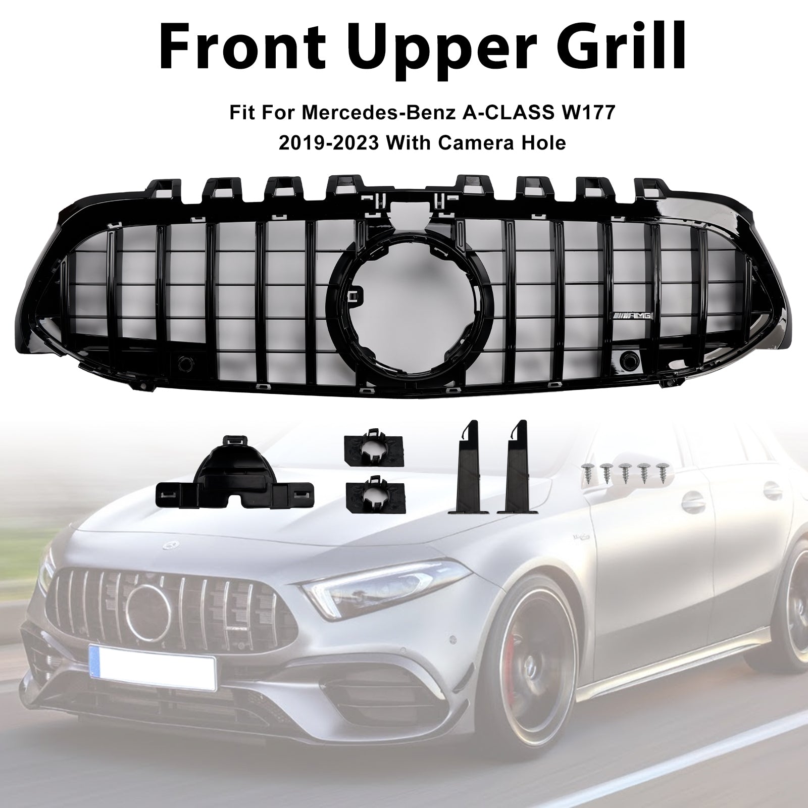2019-2023 Mercedes Benz A-Class W177 GT-Style Front Bumper Grille  Black