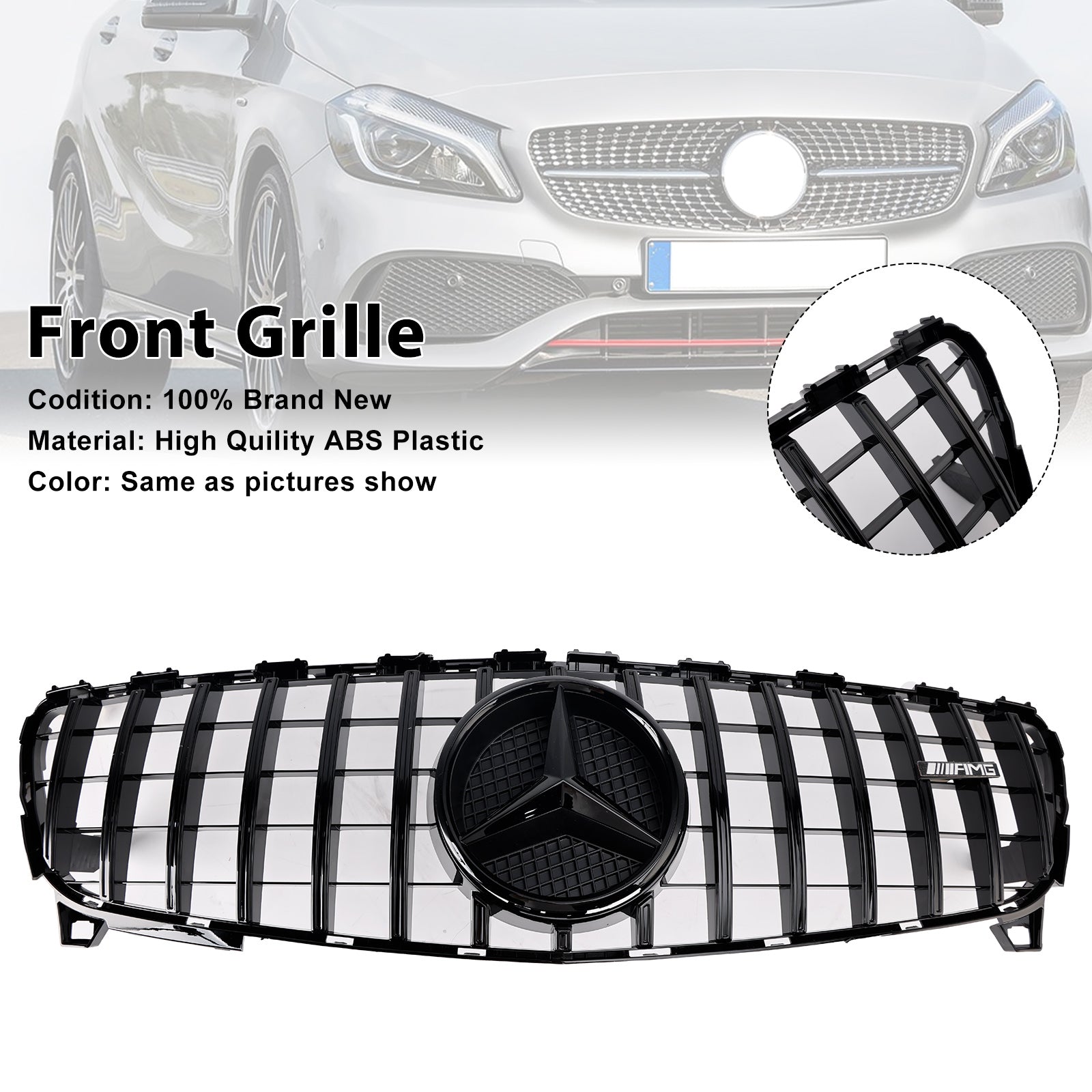 2016-2018 MERCEDES BENZ A CLASS W176 Front Bumper Grill Grille GTR Style