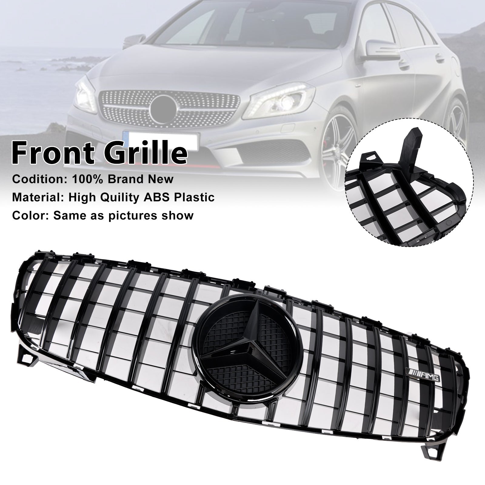 2016-2018 MERCEDES BENZ A CLASS W176 Front Bumper Grill Grille GTR Style