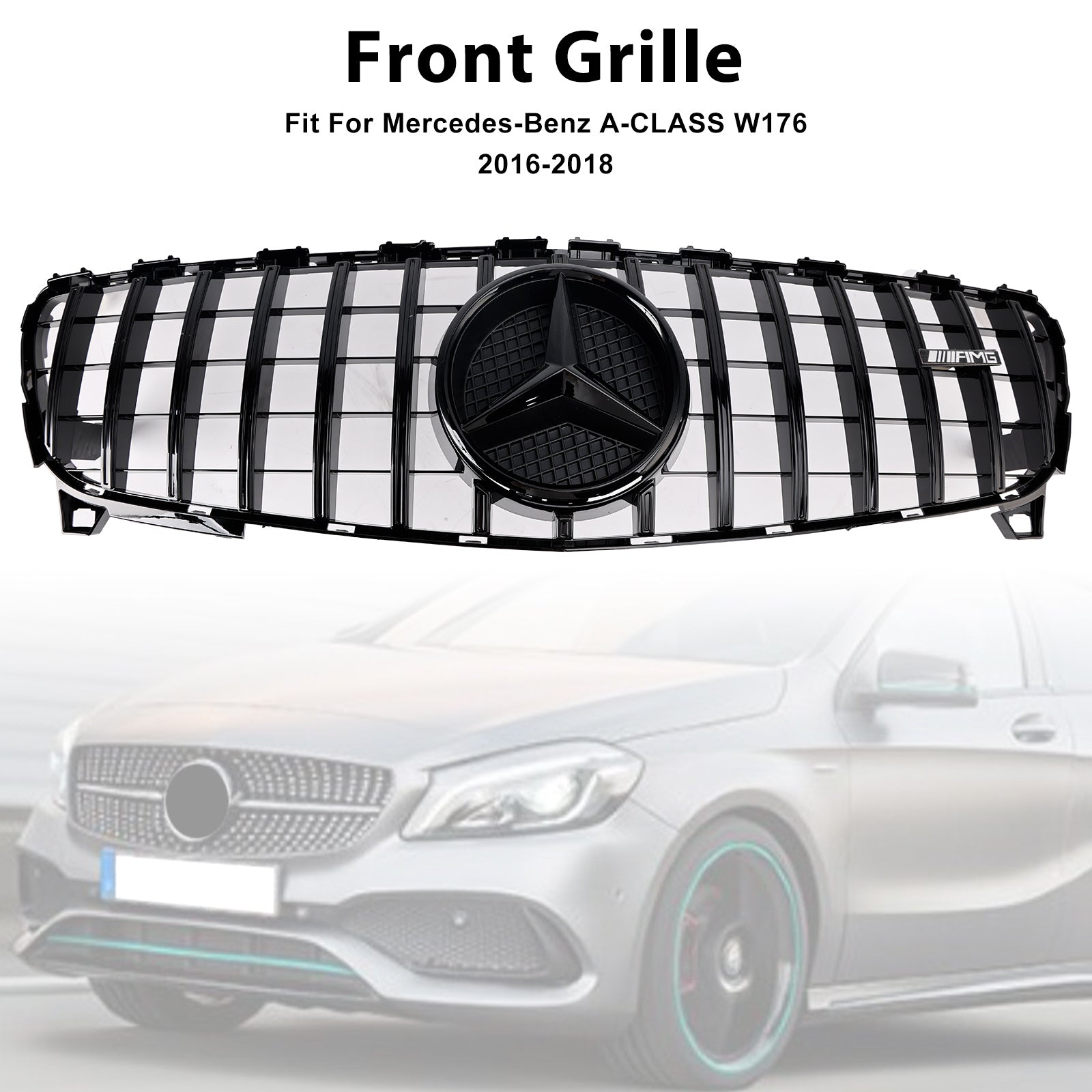 2016-2018 MERCEDES BENZ A CLASS W176 Front Bumper Grill Grille GTR Style