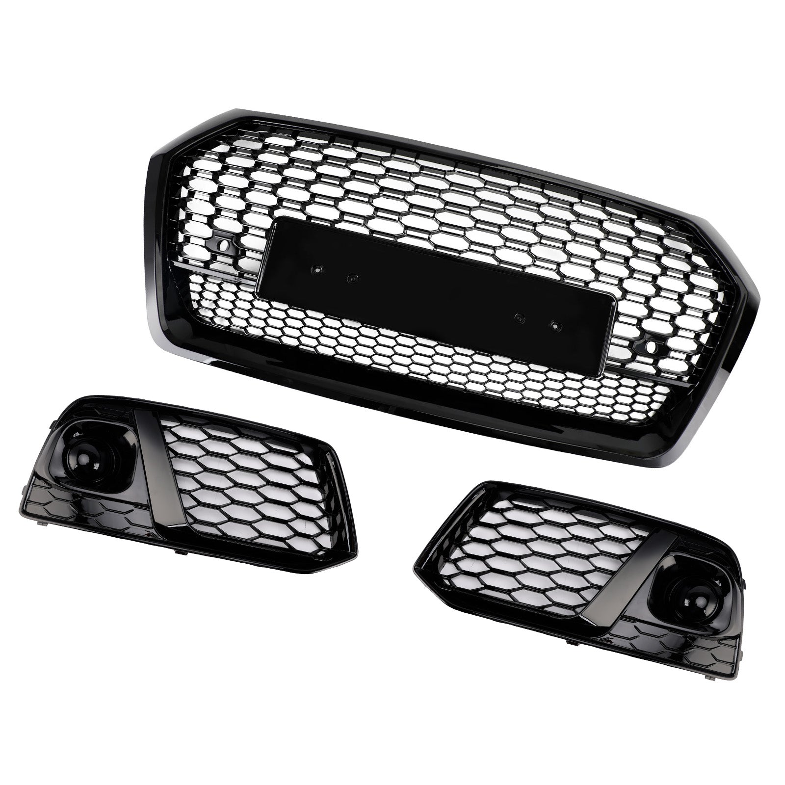 2018 2019 Audi Q5 SQ5 Front Honeycomb Mesh Grill + Fog Lamp Grille