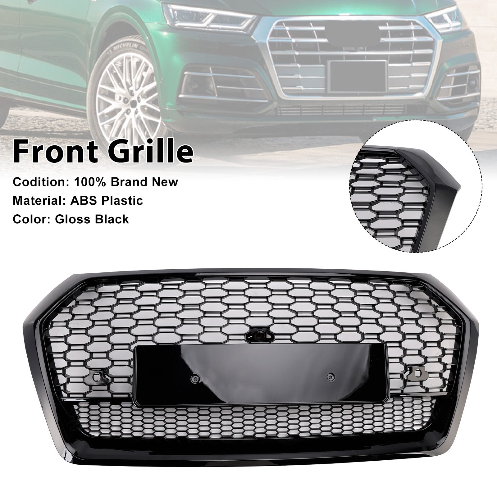 2018-2020 Audi Q5 SQ5 RSQ5 Style Front Honeycomb Mesh Grille Grill