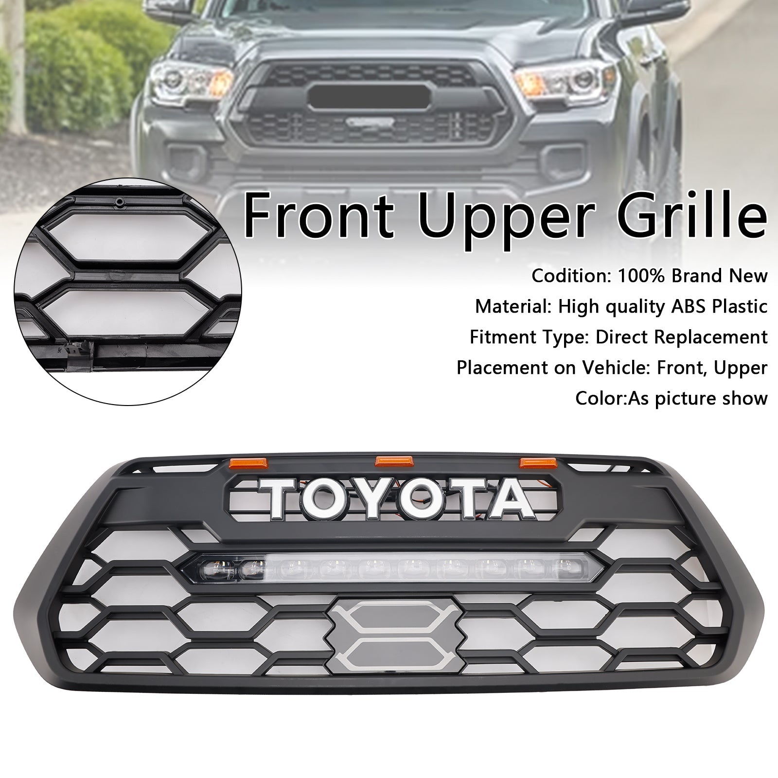 2016-2023 Toyota Tacoma W/ LED Light Front Bumper Grill Grille