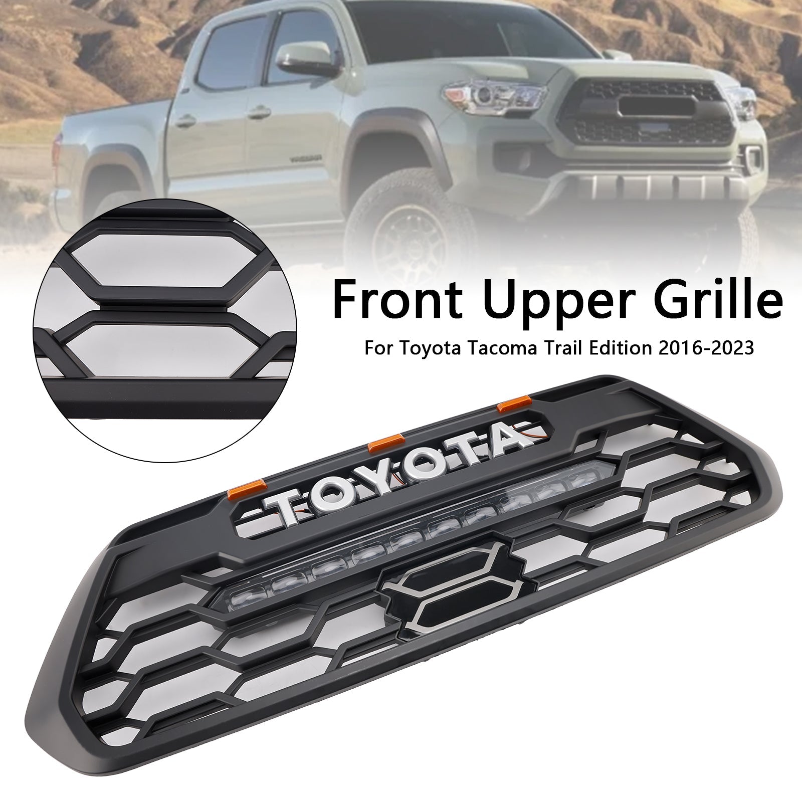 2016-2023 Toyota Tacoma W/ LED Light Front Bumper Grill Grille