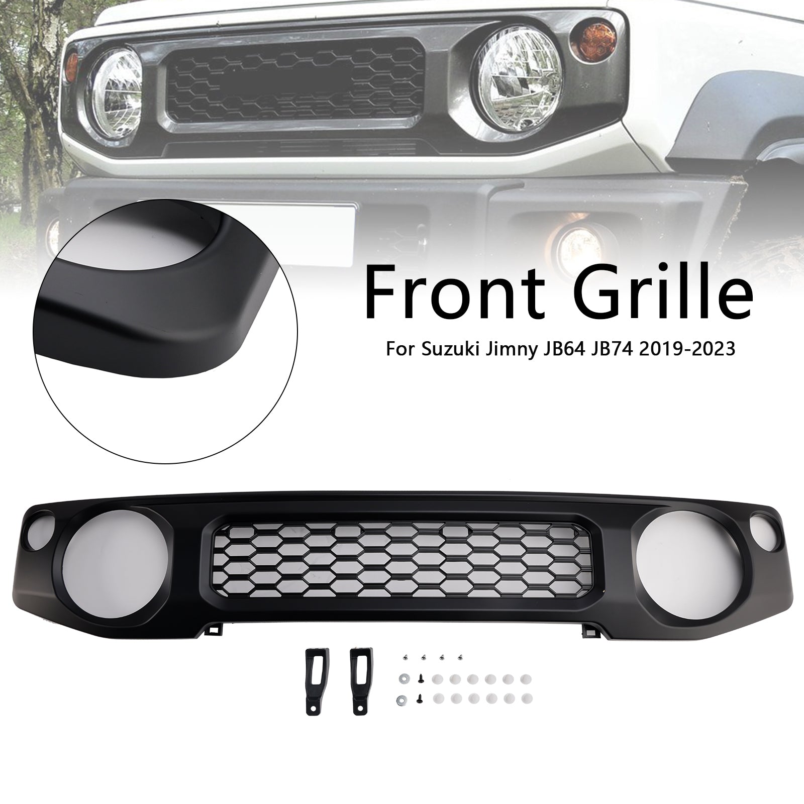 Suzuki Jimny JB74 2019-2023 Honeycomb Front Bumper Grill Grille Black