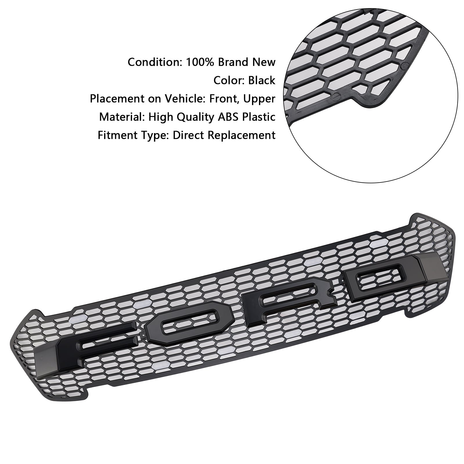 Matte Black Front Bumper Grill Grille Fit Ford Ranger 2015-2019 T7 W/LED