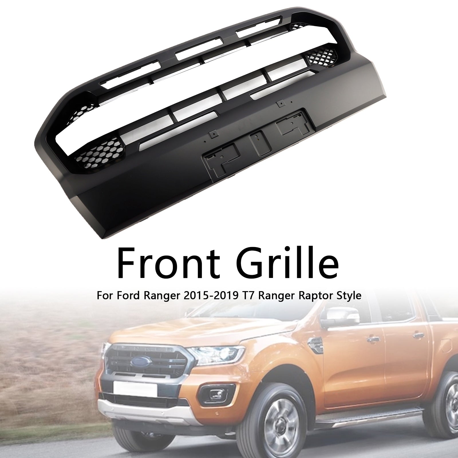 Ford Ranger 2019-2023 T8 Matt Black Ranger Raptor Style Front Bumper Grille