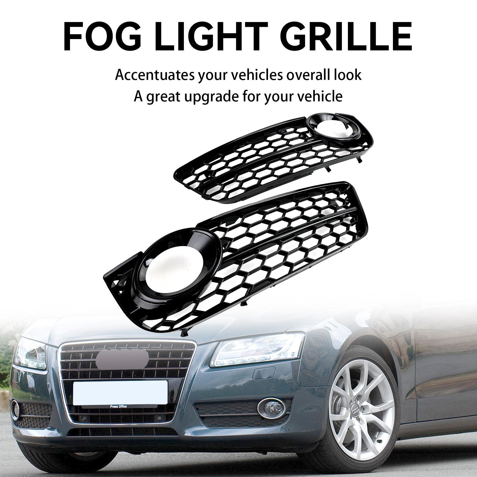 Audi A5 2007-2011 Pair Honeycomb Front Fog Lamp Cover Grille Grill