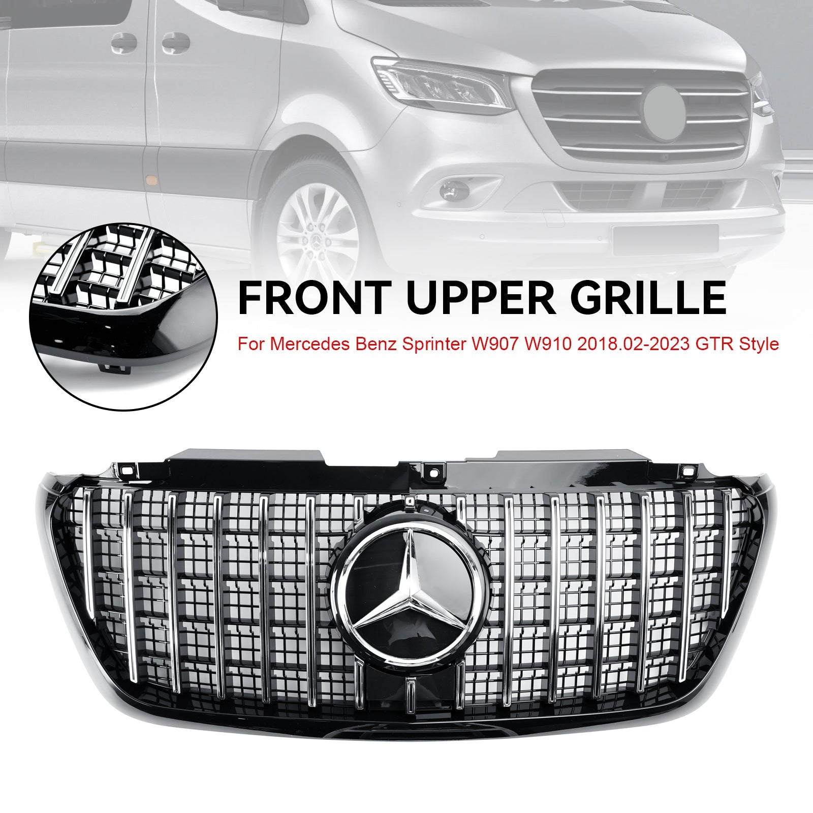 2018 2019 2020 2021 2022 2023 Mercedes Sprinter W907 W910 GT Style Front Bumper Grille Grill