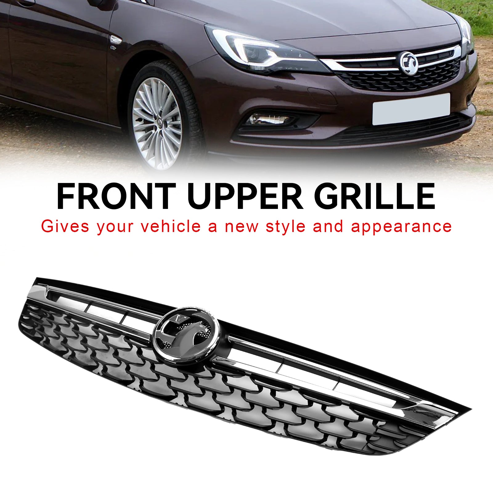 Black Chrome Front Bumper Grill Grille Fit Vauxhall Astra K 2015-2019 Facelift