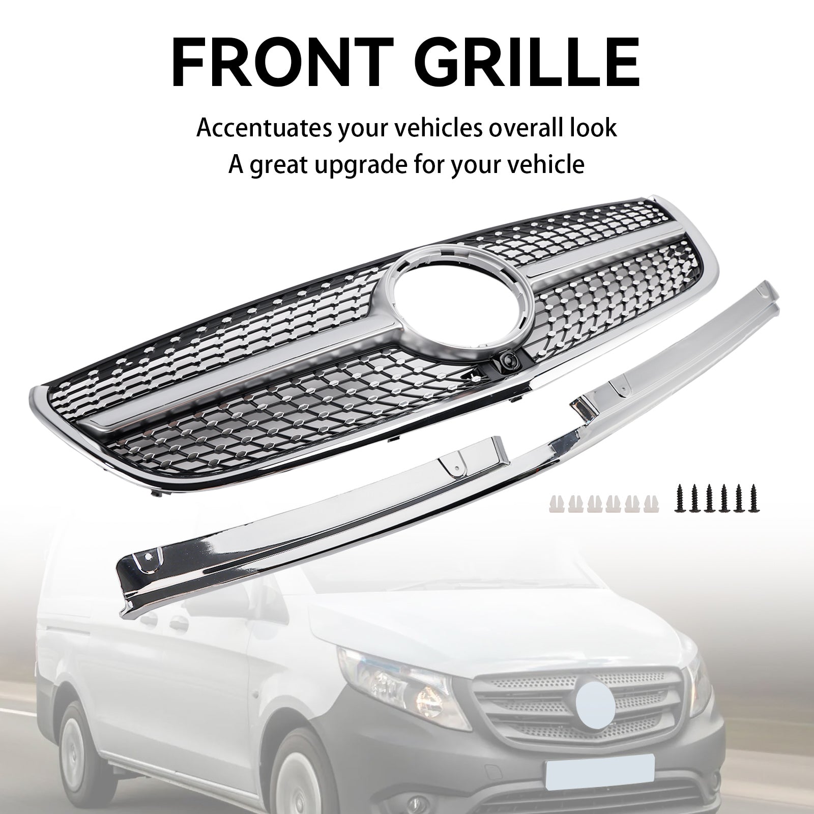 Mercedes Vito W447 2015-2019 GT Stlye Diamond Front Bumper Grill Grille