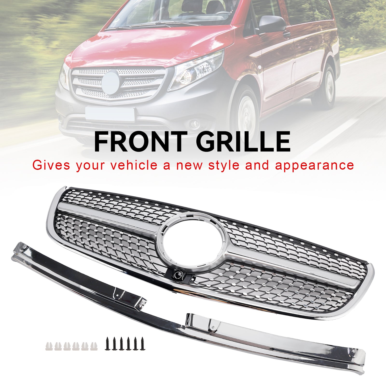 Mercedes Vito W447 2015-2019 GT Stlye Diamond Front Bumper Grill Grille