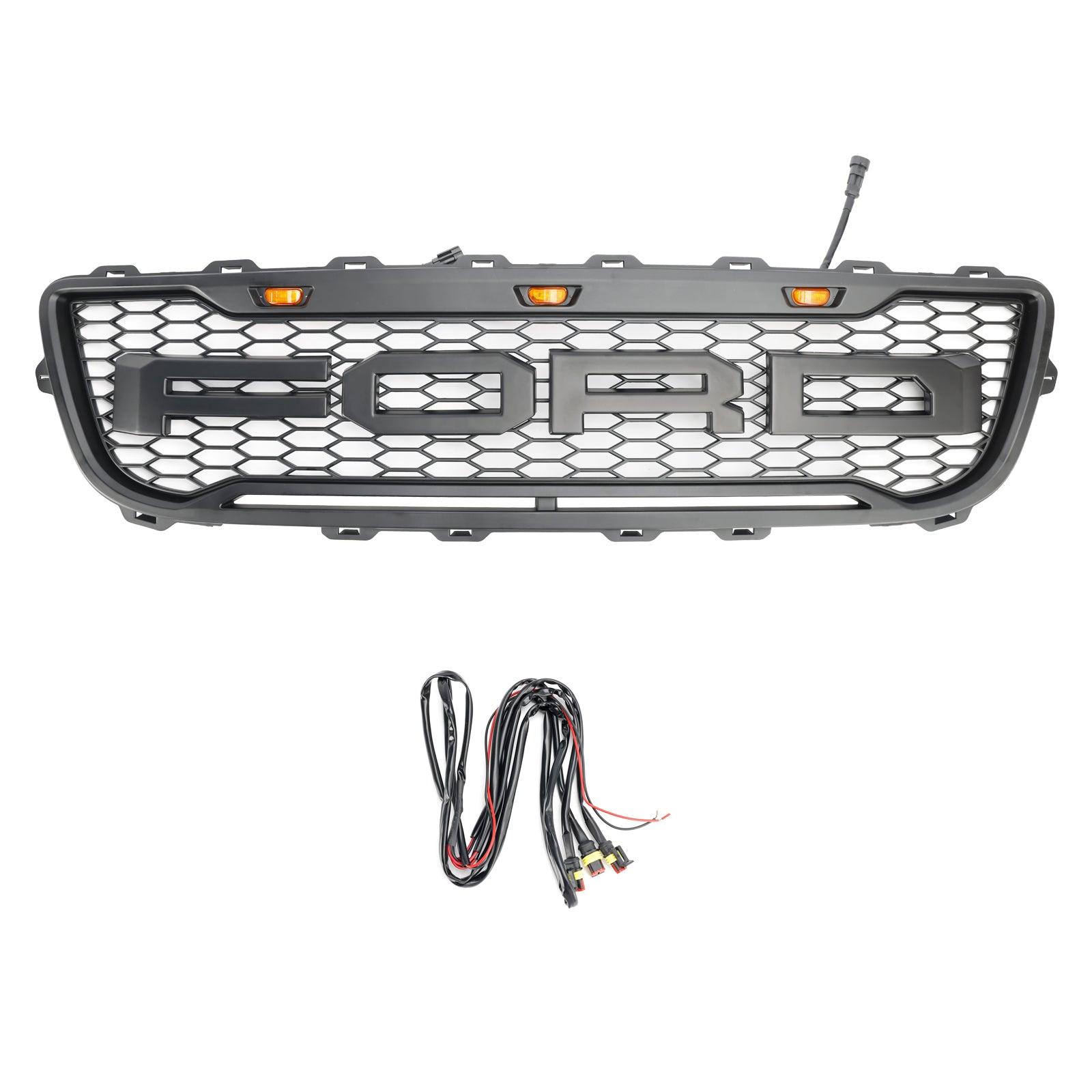 1999-2003 Ford F150 W/ Led Raptor style Matte Black Front Honeycomb Bumper Grille Grill