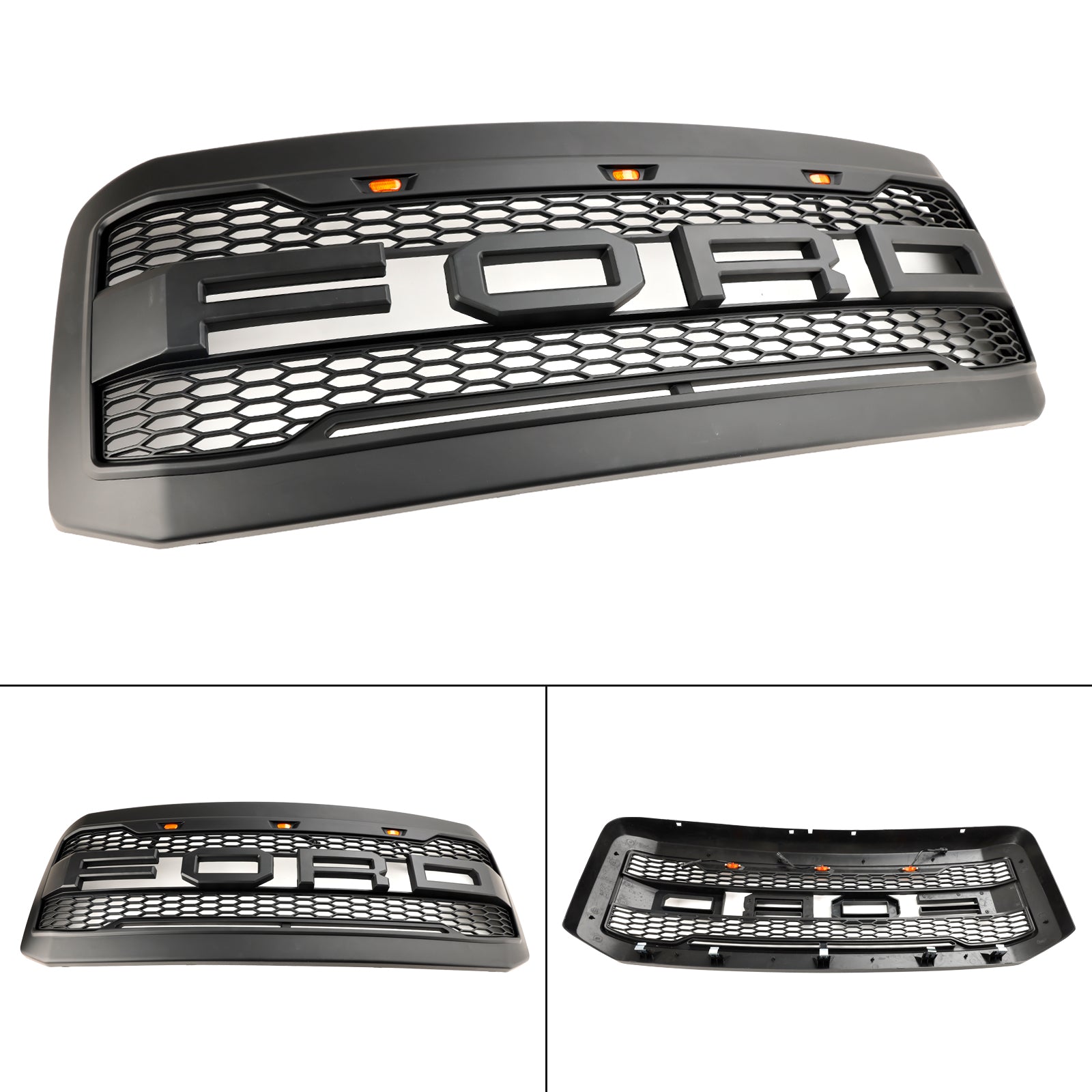 2005-2007 Ford F250 F350 Super Duty W/ LED Front Bumper Grill Grille