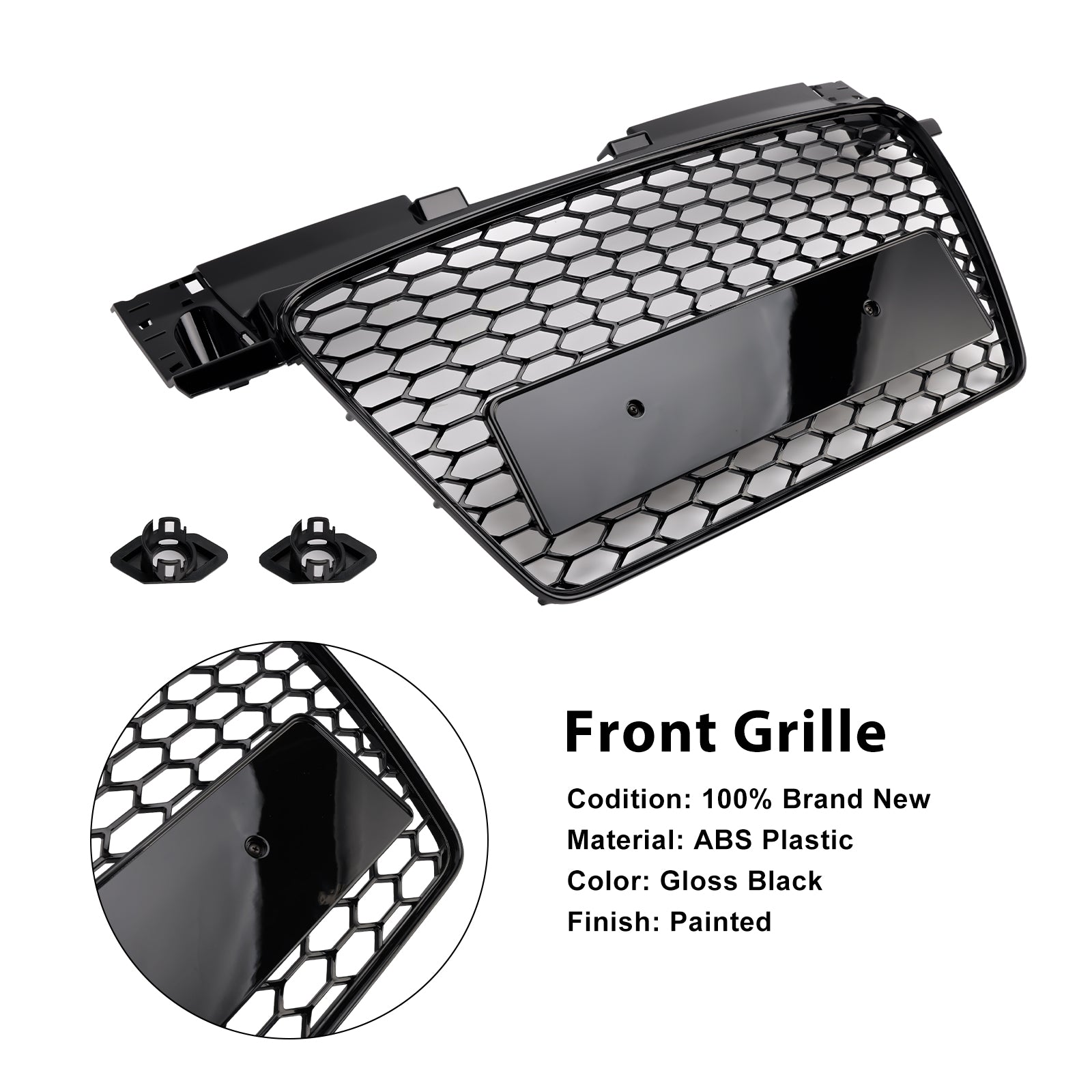 2006-2014 Audi TT TTS RS Style Front Honeycomb Grill Grille Gloss Black