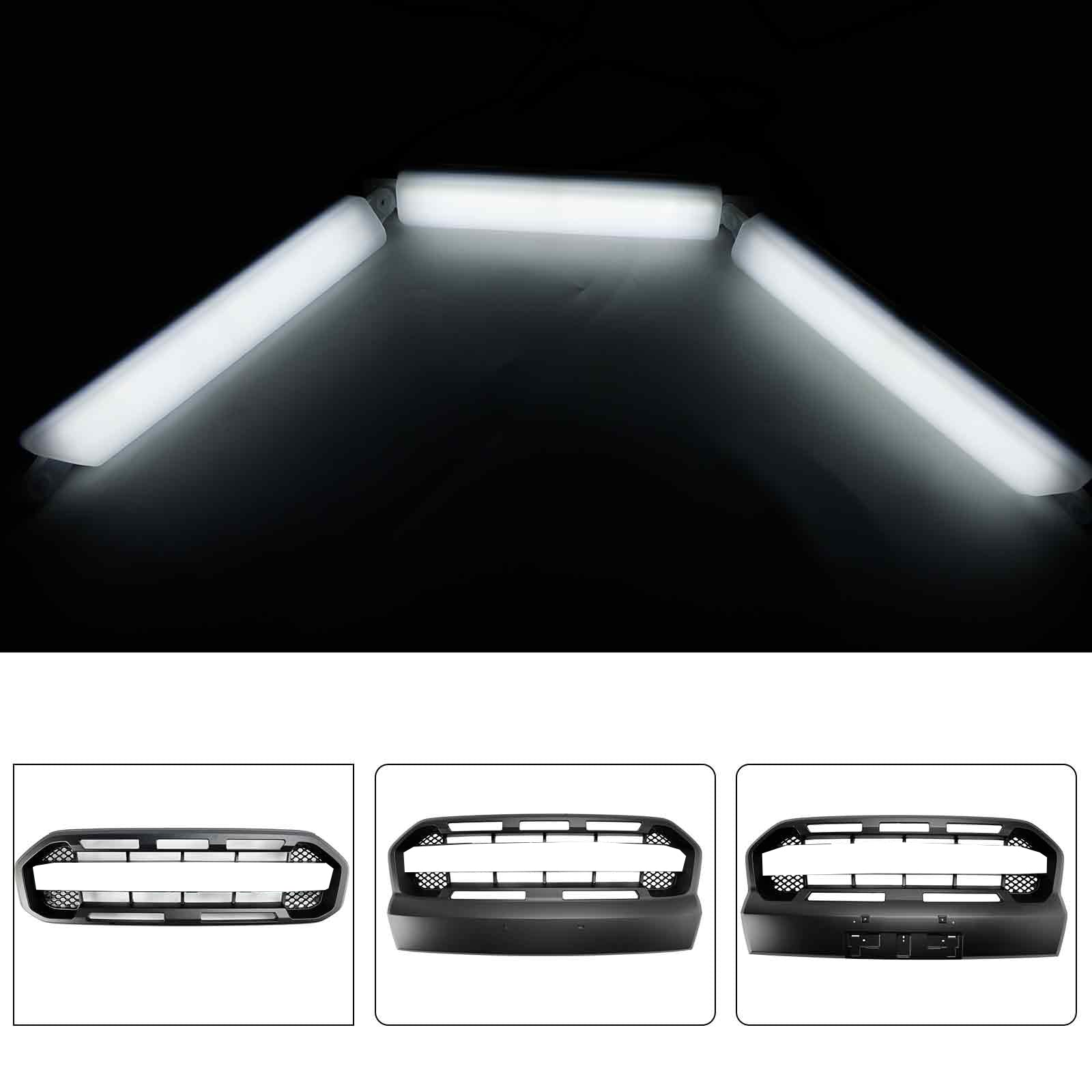 Front Bumper Grille Grill White Led Light Fit Ford Ranger 2015-2023 T7 T8