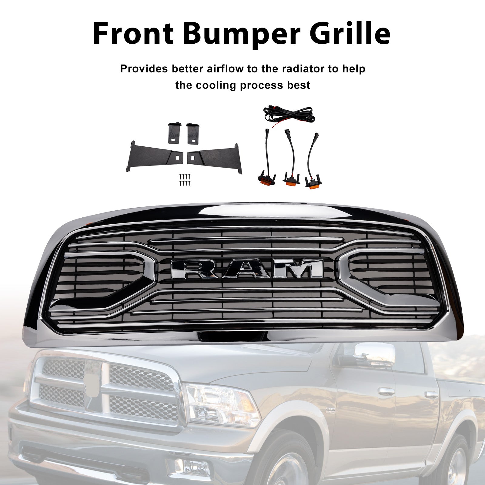 2009-2012 Dodge Ram 1500 W/ Led Light Chrome Front Bumper Grill Grille