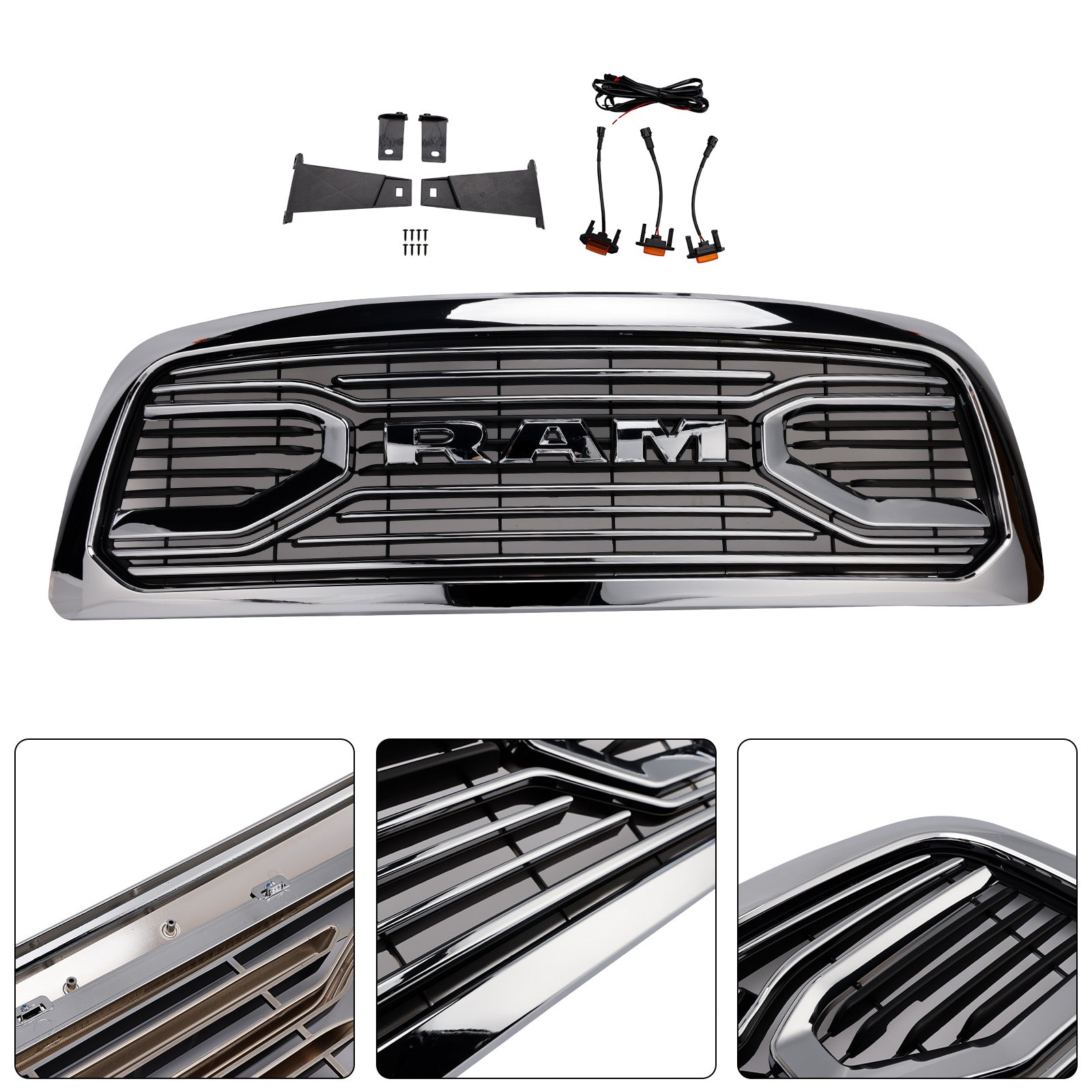 2009-2012 Dodge Ram 1500 W/ Led Light Chrome Front Bumper Grill Grille