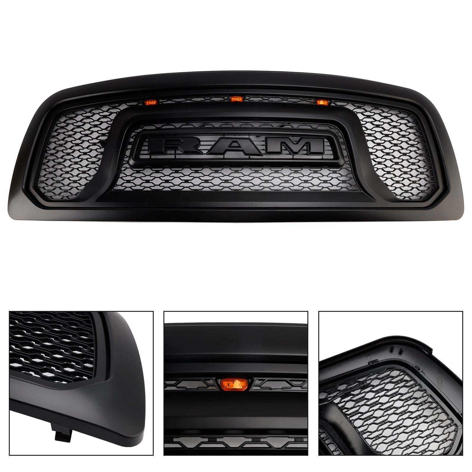 2009-2012 Dodge Ram 1500 W/ Led Light Black Front Bumper Grill Grille