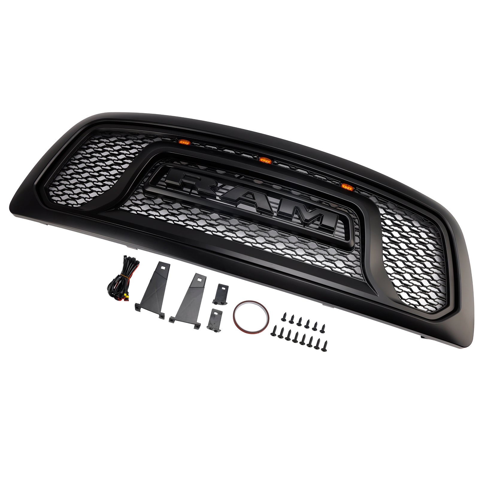 2009-2012 Dodge Ram 1500 W/ Led Light Black Front Bumper Grill Grille