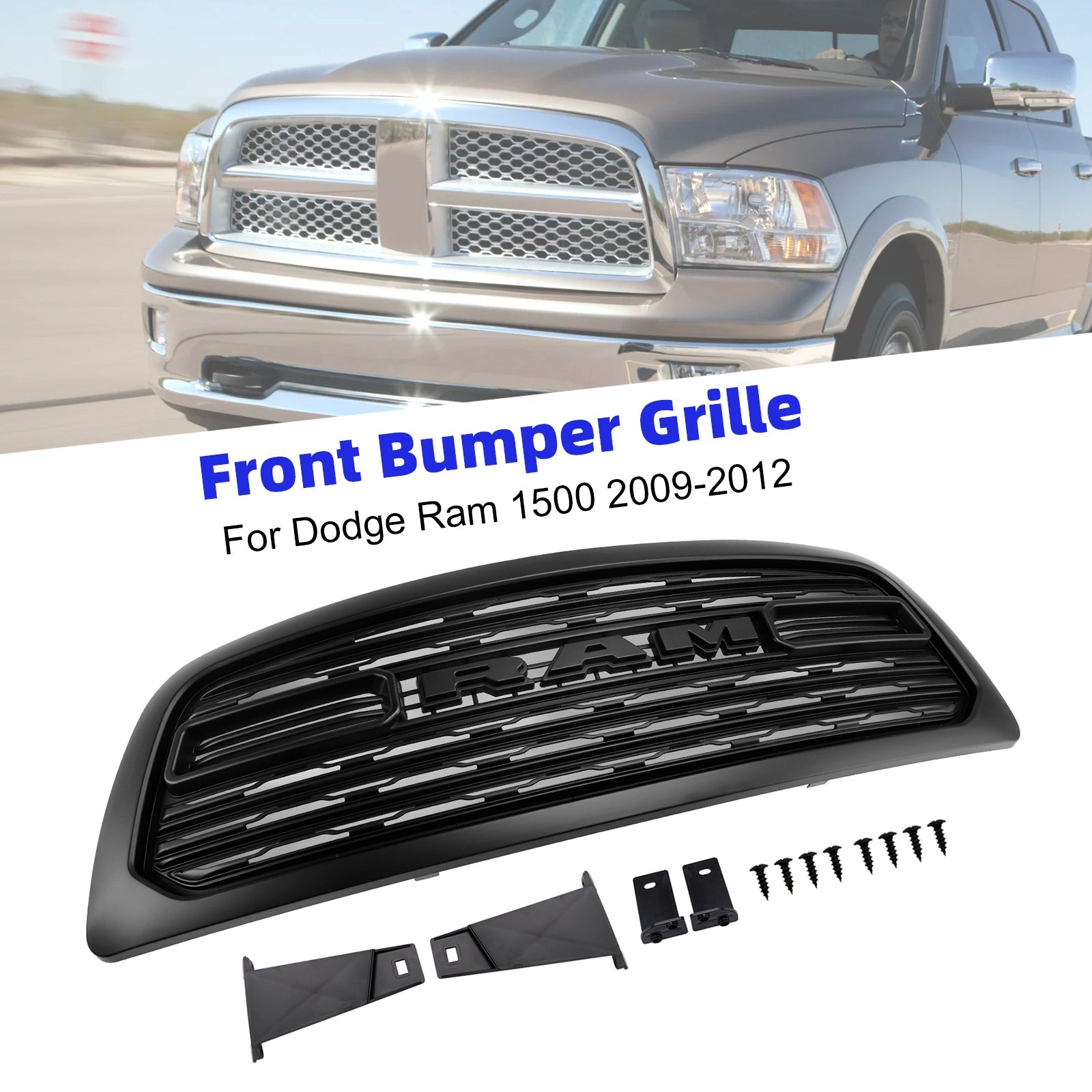 2009-2012 Dodge Ram 1500 W/ Led Light LTD Style Front Bumper Grill Grille