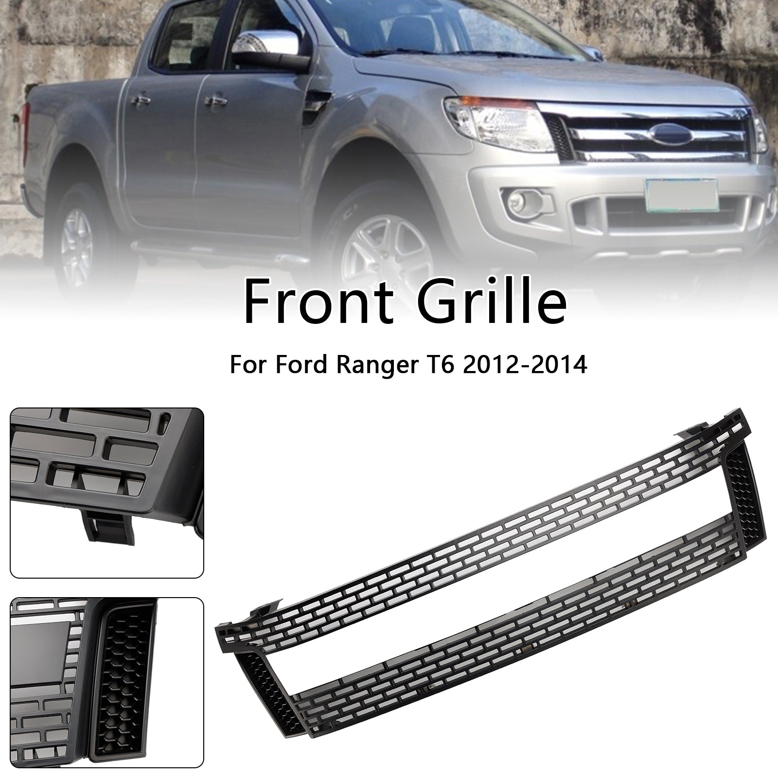 Matt Black Front Bumper Grill Grille Fit 2012-2014 Ford Ranger T6