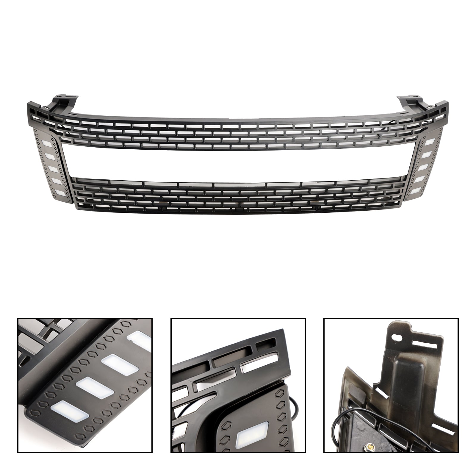 Matt Black Front Bumper Grill Grille Fit 2012-2014 Ford Ranger T6 w/ LED Light