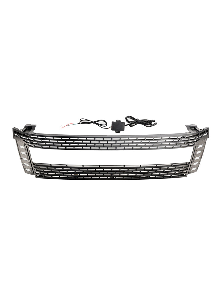Matt Black Front Bumper Grill Grille Fit 2012-2014 Ford Ranger T6 w/ LED Light