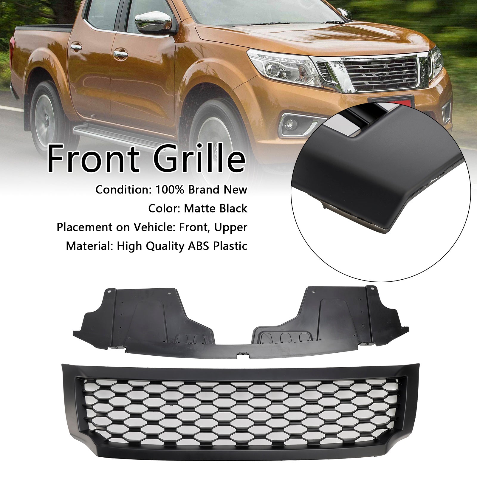 Nissan Navara NP300 D23 Black Mesh Grill 2015-2020 Upper Bumper Front Grille