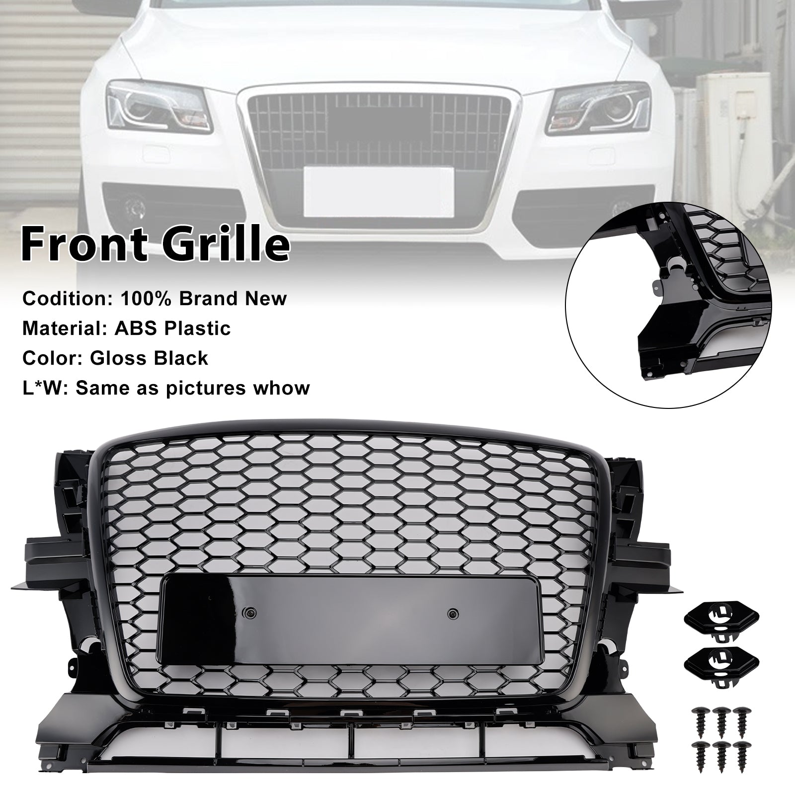 2009-2012 Audi Q5 Chrome/Black Front Bumper Grill Grille 8R0853651B