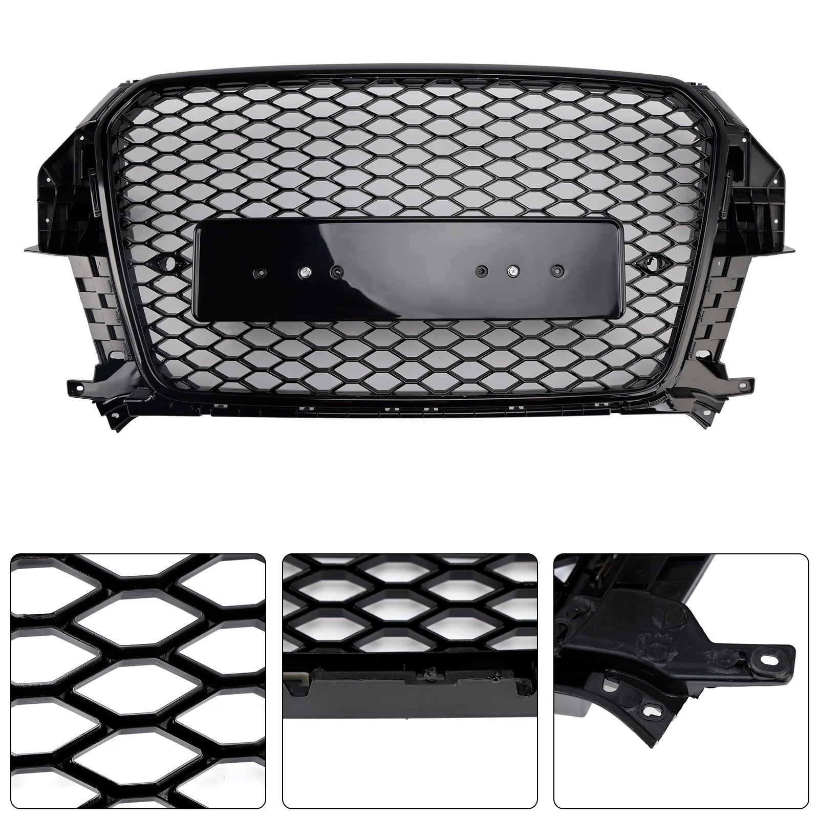 2011-2015 Audi Q3 S-Line RSQ3 Style Front Honeycomb Mesh Grille Gloss Black