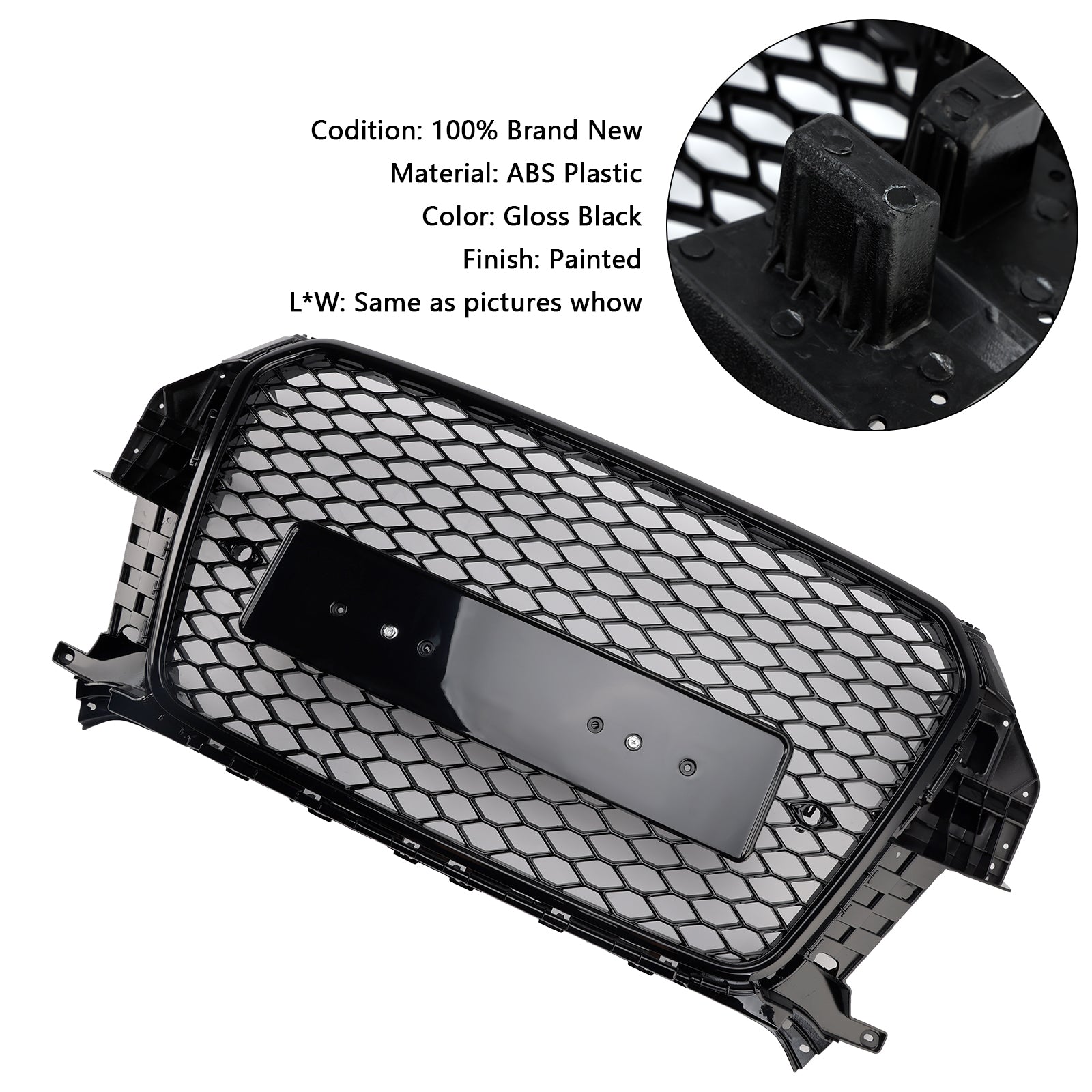 2011-2015 Audi Q3 S-Line RSQ3 Style Front Honeycomb Mesh Grille Gloss Black