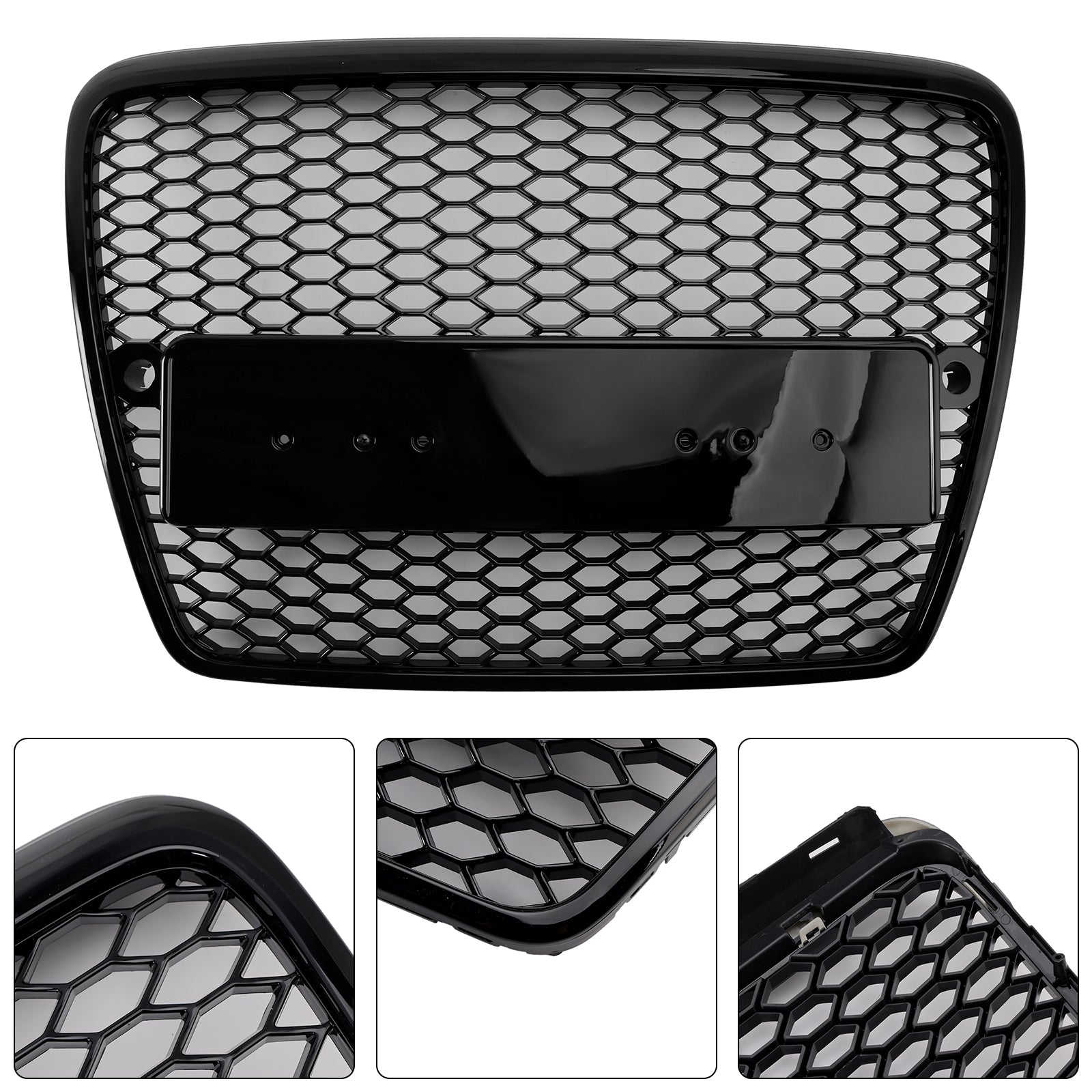 2004-2008.10 Audi A6 C6 Pre-Facelift Black Front Honeycomb Bumper Grill Grille