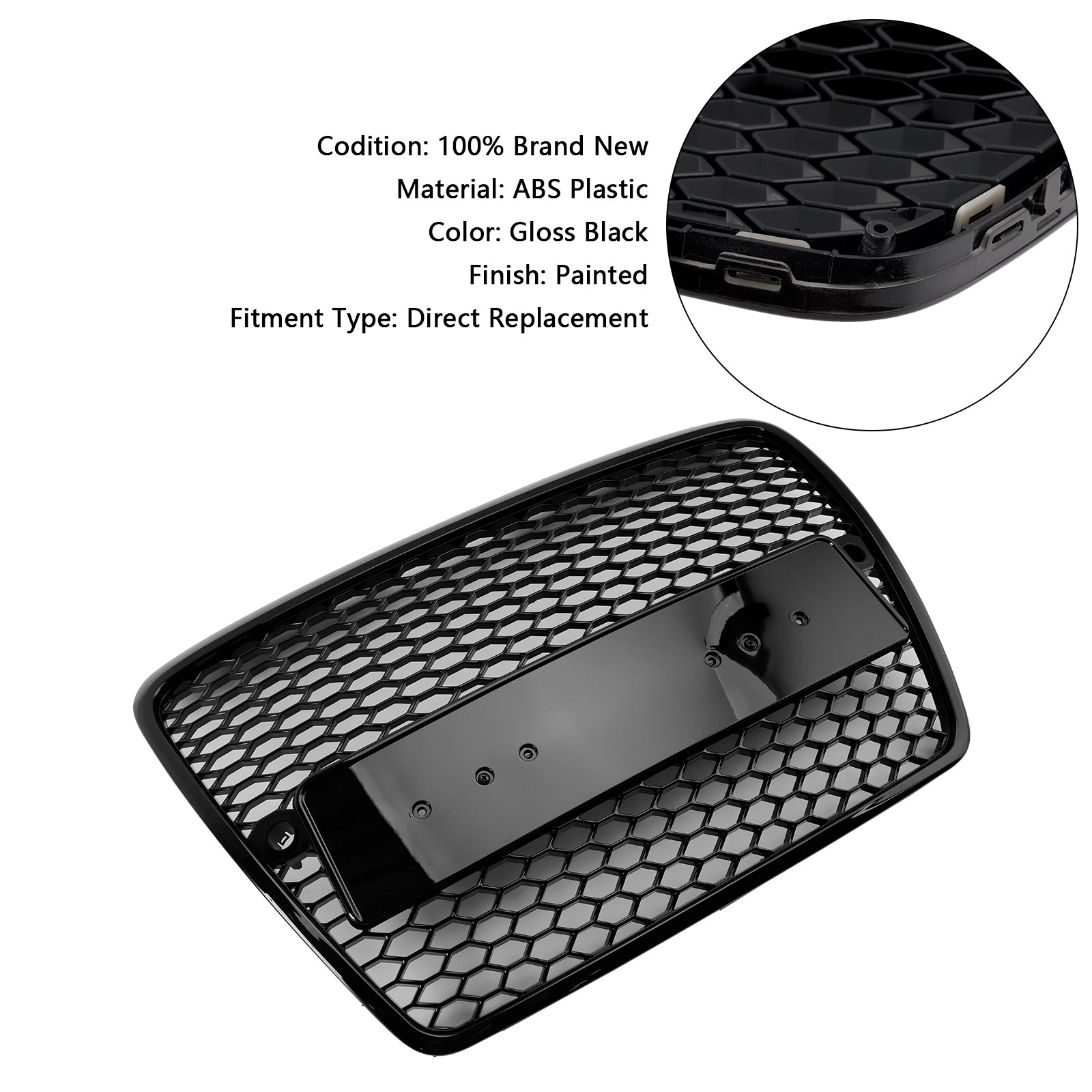 2004-2008.10 Audi A6 C6 Pre-Facelift Black Front Honeycomb Bumper Grill Grille