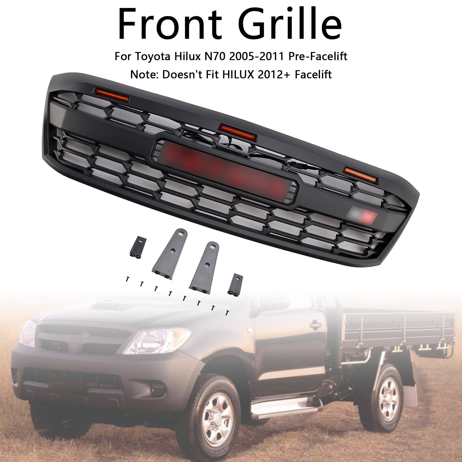 2005-2011 Toyota Hilux N70 Pre-Facelift with LED GR Style Front Bumper Grill Grille