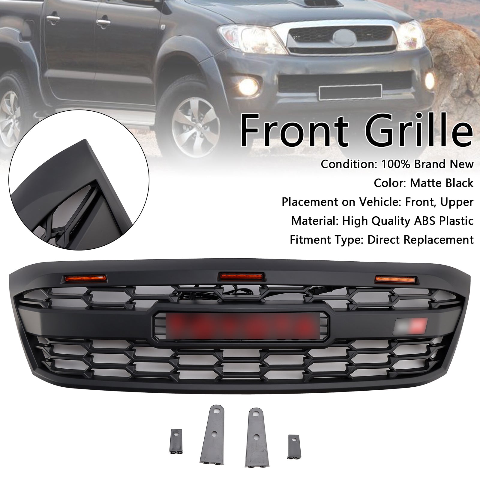 2005-2011 Toyota Hilux N70 Pre-Facelift with LED GR Style Front Bumper Grill Grille