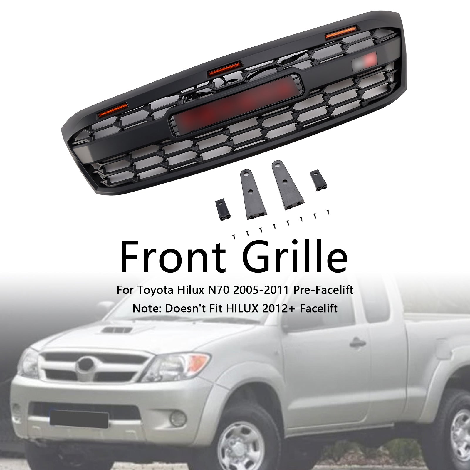 2005-2011 Toyota Hilux N70 Pre-Facelift with LED GR Style Front Bumper Grill Grille