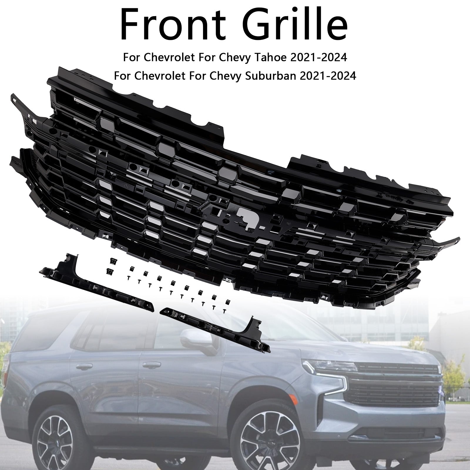2021-2024 Chevrolet For Chevy Tahoe Z71-Look Front Bumper Grille Black