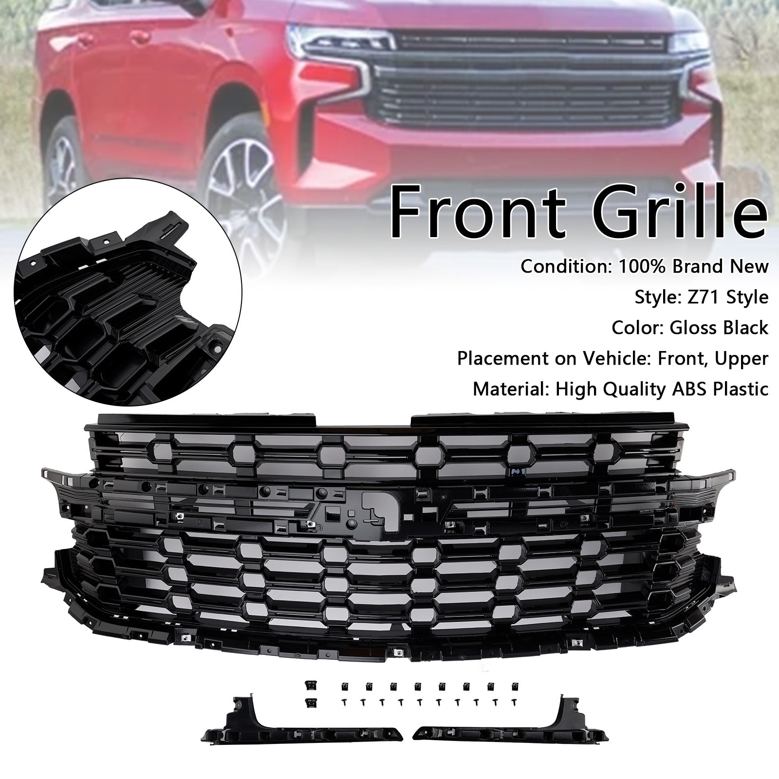 2021-2024 Chevrolet For Chevy Tahoe Z71-Look Front Bumper Grille Black