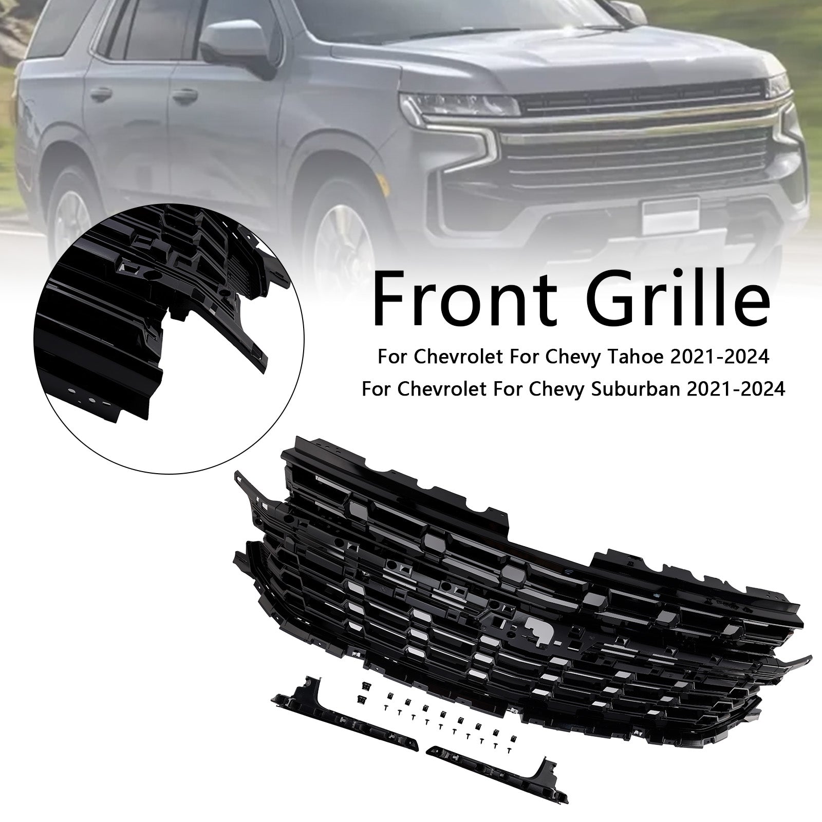 Z71-Look Front Bumper Grille Fit Chevrolet Tahoe/Suburban 2021-2024 Black